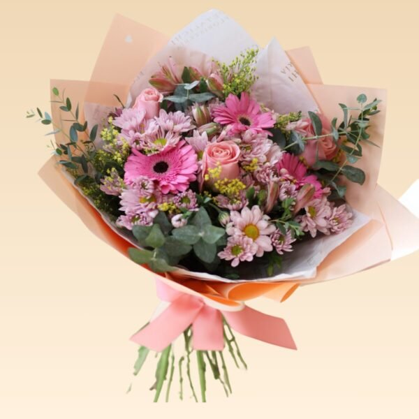 Ramo de flores con Margaritas, Gerberas, Astromelias, Rosas Mila