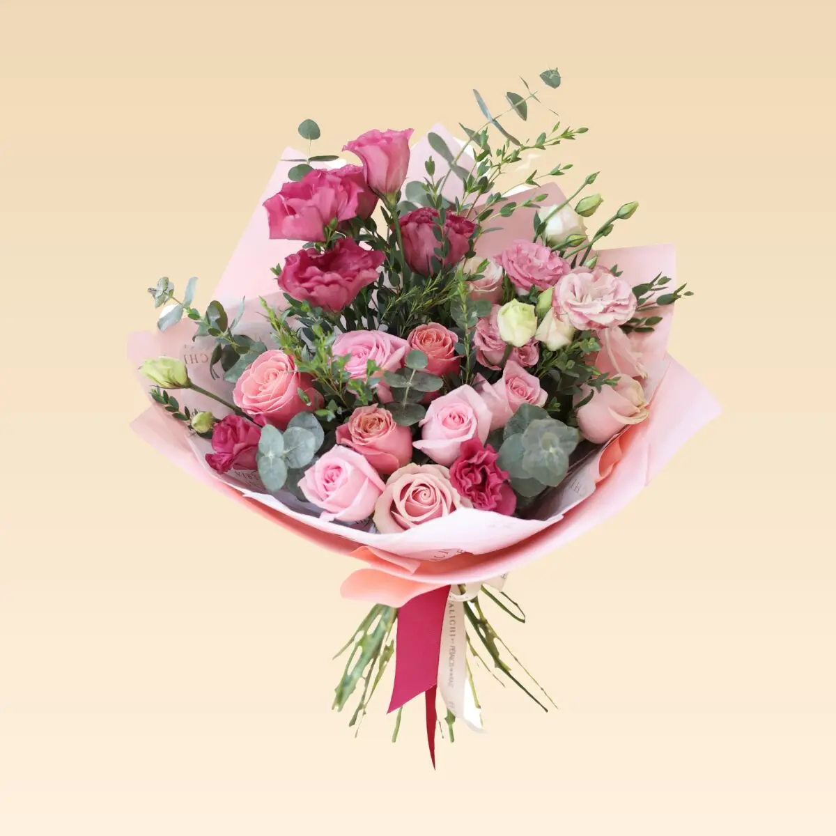 Ramo de Rosas, Lisianthus y Eucaliptos Melanie